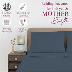 1 Plain Single Flat Bedsheet With 1 Pillow Cover - 54 X 90 Inches, Slate Blue | Breathable & Skin Friendly Bedsheet | Ideal For Hotel, Guest House, Bedroom