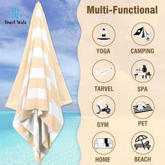 Towel Wala Striped Soft Turkish Cotton Small 450gsm | Bath Towel For Men & Women, Hotel Pool Towel (Pack Of 4)