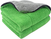 Auto Hub Heavy Microfiber Cloth For Car Cleaning & Detailing, Double Sided, Extra Thick Plush Microfiber Towel Lint-Free, 800 Gsm | Pack Of 3 (Green)