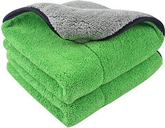 Auto Hub Heavy Microfiber Cloth For Car Cleaning & Detailing, Double Sided, Extra Thick Plush Microfiber Towel Lint-Free, 800 Gsm | Pack Of 3 (Green)