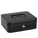 Cash Box, With Key Lock & Coin Try, Portable, 10" Inch Petty Cash Box, Money Safe Box | Colour - Black, Material - Alloy Steel