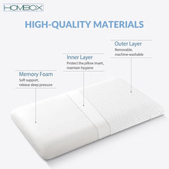 Memory Foam Slim Pillows, Orthopedic Bed Pillow For Sleeping, White, King Size | Ergonomic & Neck Pain Relief, Anti-Slip, Foldable, Breathable, Washable Outer Cover, Adjustable Pillow