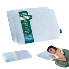 Ultra Thin Pillow For Sleeping, Orthopedic Cervical Neck Pillow, Sky-Blue - XXL King Size - 1.5 Inch | Cool Gel Slim Pillow For Neck & Head, Shoulder Pain- Flat Pillow, Bed Pillow - Set Of 2