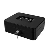 Cash Box With Money Tray & Key Lock Large Security Box Metal Safe Box For Money 9.84 X 7.87 X 3.54 Inch, Colour - Black, Material - Metal