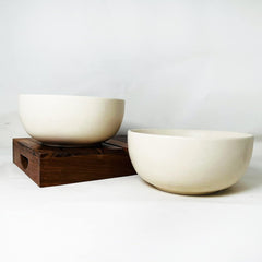 Subhra White Ceramic Serving Bowl Set Of 2 Pieces - 800ml Each | Handcrafted White Matte Finish Large Dining Serving Bowls For Serving | Microwave Safe & Dishwasher Safe