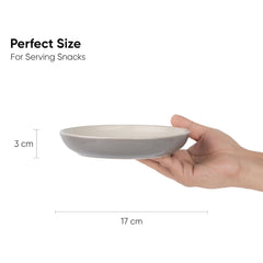 Snack Plates Set Of 6, Grey Slow Series | Snacks Plates Set - Dessert Plates | Small Plates With Glossy Finish - Deep Snack Plates | Microwave Safe & Chip Resistant