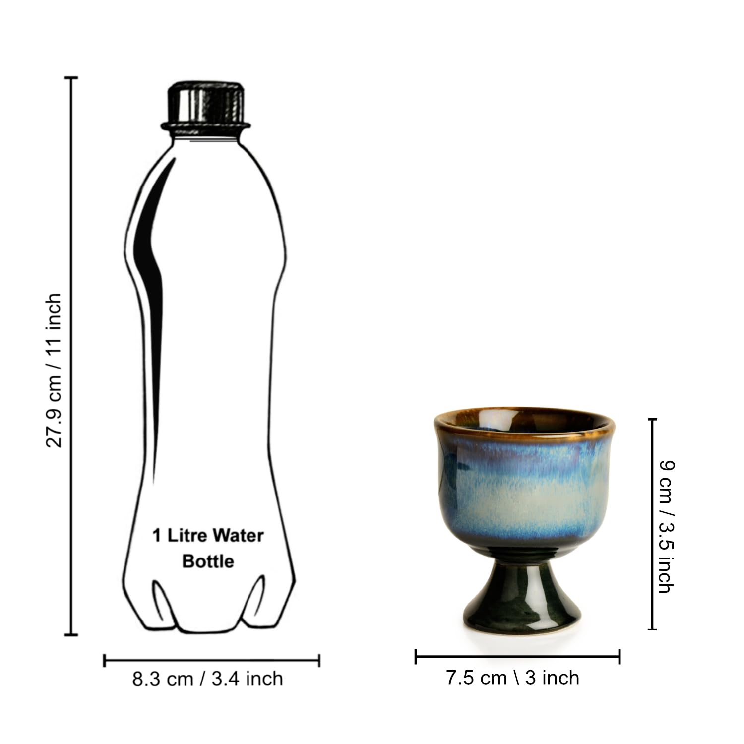 Studio Pottery Handmade Ceramic Ice Cream Cups Set Of 6 - 150ml Each, Floating Blue | Fancy Ice Cream Bowl Set - Sweet, Dessert Bowls Studio Pottery Handmade Ceramic Ice Cream Cups Set Of 6 - 150ml Each, Floating Blue | Fancy Ice Cream Bowl Set - Sweet, Dessert Bowls