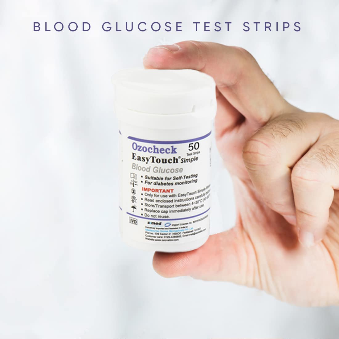 Ozocheck OZET050 Blood Glucose Test Strips | Accurate & Fast Results - Pack of 50 Strips (Only Strips) Ozocheck OZET050 Blood Glucose Test Strips | Accurate & Fast Results - Pack of 50 Strips (Only Strips)