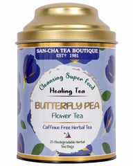 San-Cha Butterfly Pea Flower Herbal Tea - 25 Biodegradable Herbal Tea Bags | Cleansing Superfood, Stress Relief Tea - Lavender & Mint Tea Blend | Caffeine Free