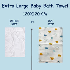 Organic Cotton Muslin Baby Bath Towel 200 Gsm | Cotton Cloth Premium Baby Washable Reusable, Absorbent, Extra Soft (Anchor & Leaf Dot)- Pack Of 2