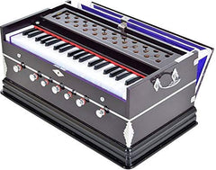 Musical Instrument Harmonium With Bag - 7 Stopper, 3 1/4 Octave, Double Fold Bellow, 39 Keys, Two Reeds (Base- Male) | Two Side Carry Handles, Jaali Frame On Keys