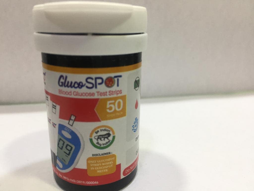Gluco SPOT Blood Glucose Test Strips - 50 Strips | Glucometer Strips Gluco SPOT Blood Glucose Test Strips - 50 Strips | Glucometer Strips