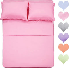 Microfiber Bedsheet With 1 Pillow Cover - Size 60 X 90 Inches, Pink | 300 Thread Count - Everyday Use Single Bedsheet