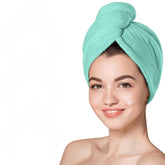 Fezora Hair Towel Wrap For Women-Quick Drying Microfiber Towel For Hair With Elastic Loop For Tying-Super Absorbent Head Towels Wrap For Ladies Hair Turban (Pista)