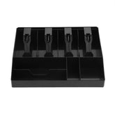 Abs Plastic Cash & Check Box, 4 Slots For Cash, Bills, Money & 4 Slots For Coins Cash Tray, 32.2 X 24.5 X 3.5 Cm, Colour - Black
