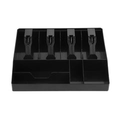 Abs Plastic Cash & Check Box, 4 Slots For Cash, Bills, Money & 4 Slots For Coins Cash Tray, 32.2 X 24.5 X 3.5 Cm, Colour - Black
