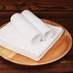 Mom Care Cotton Face Towel 1200 Gsm | Soft Reusable Napkins Good Water Absorbency Soft & Fluffy Cotton Towel (White) - 12 Pcs