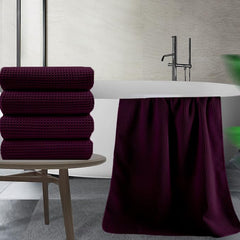 Enchant Home Pure Cotton Waffle Towel 400 Gsm | Lightweight Anti-Microbial & Water Absorbent Soft Touch Quick Drying Bath Towel | Wine