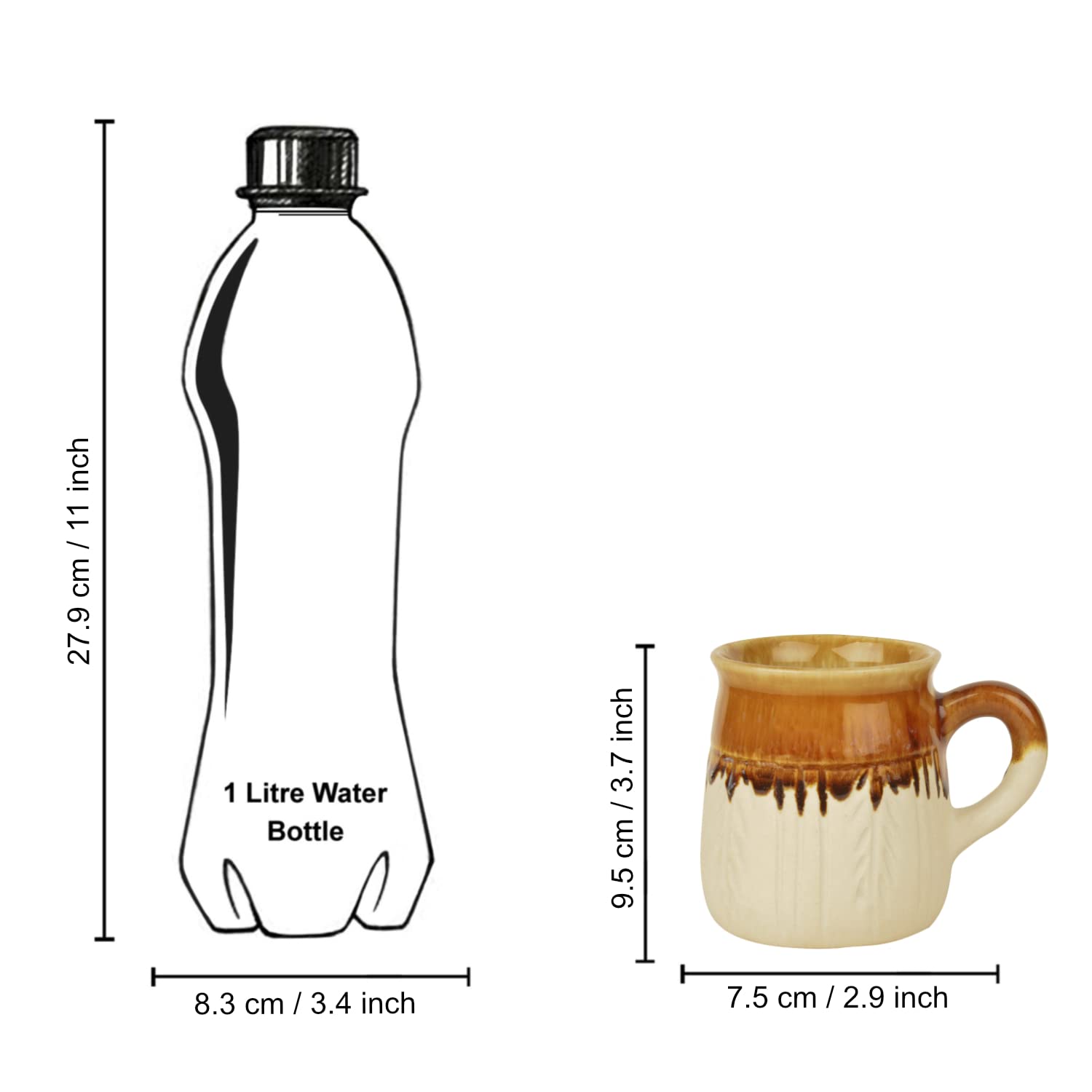 Hand Painted Ceramic Coffee Mugs Set Of 2 - Beige & Brown, 300ml Each | Milk Mugs - Chai Cups - Tea Cups & Mugs Hand Painted Ceramic Coffee Mugs Set Of 2 - Beige & Brown, 300ml Each | Milk Mugs - Chai Cups - Tea Cups & Mugs