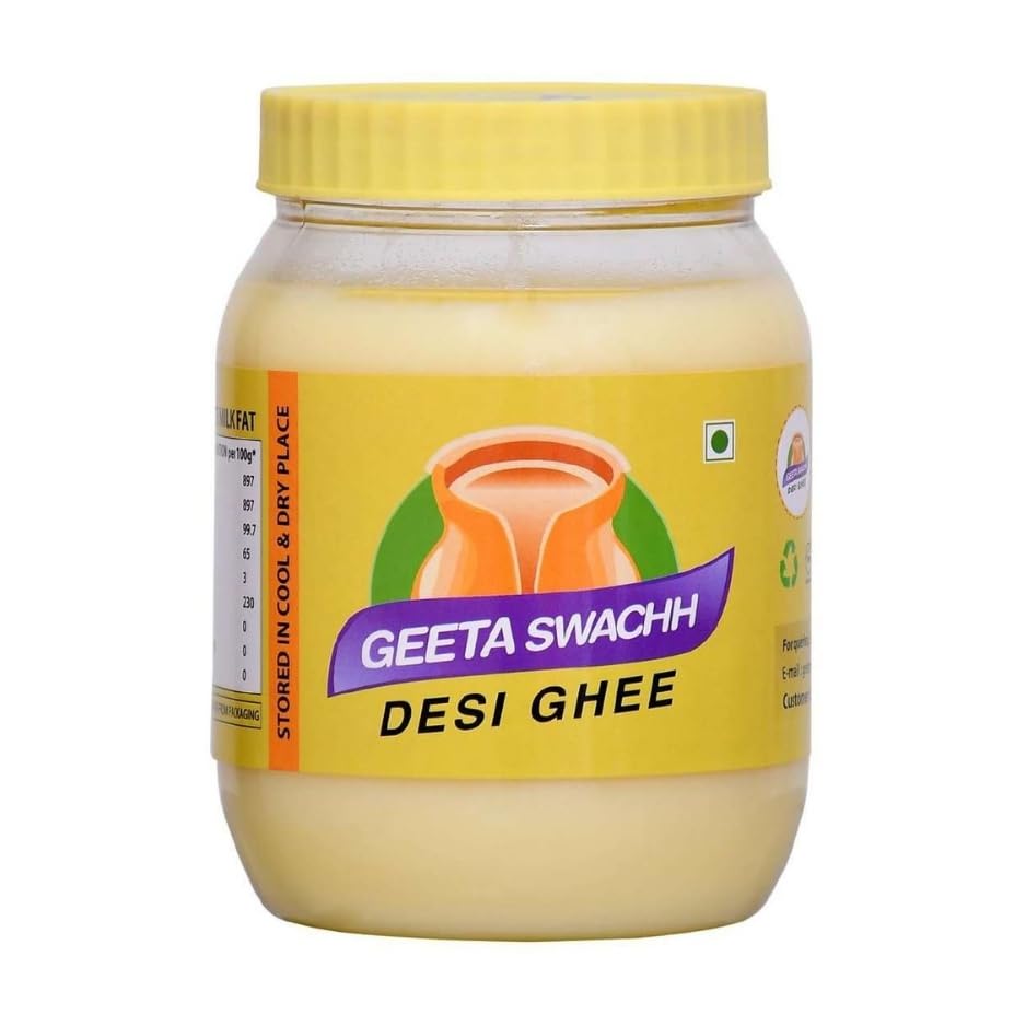 Organic Buffalo Desi Ghee By Geeta Swachh | Natural & Healthy Curd-Churned Desi Ghee Ideal For Cooking | (1 Litre) 33.8 Ounce | Jar Pack