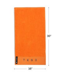 Tego Cotton Performance Sports Towel 100 Gsm - Gym, Work Out, Fitness Towel (Flash Orange)