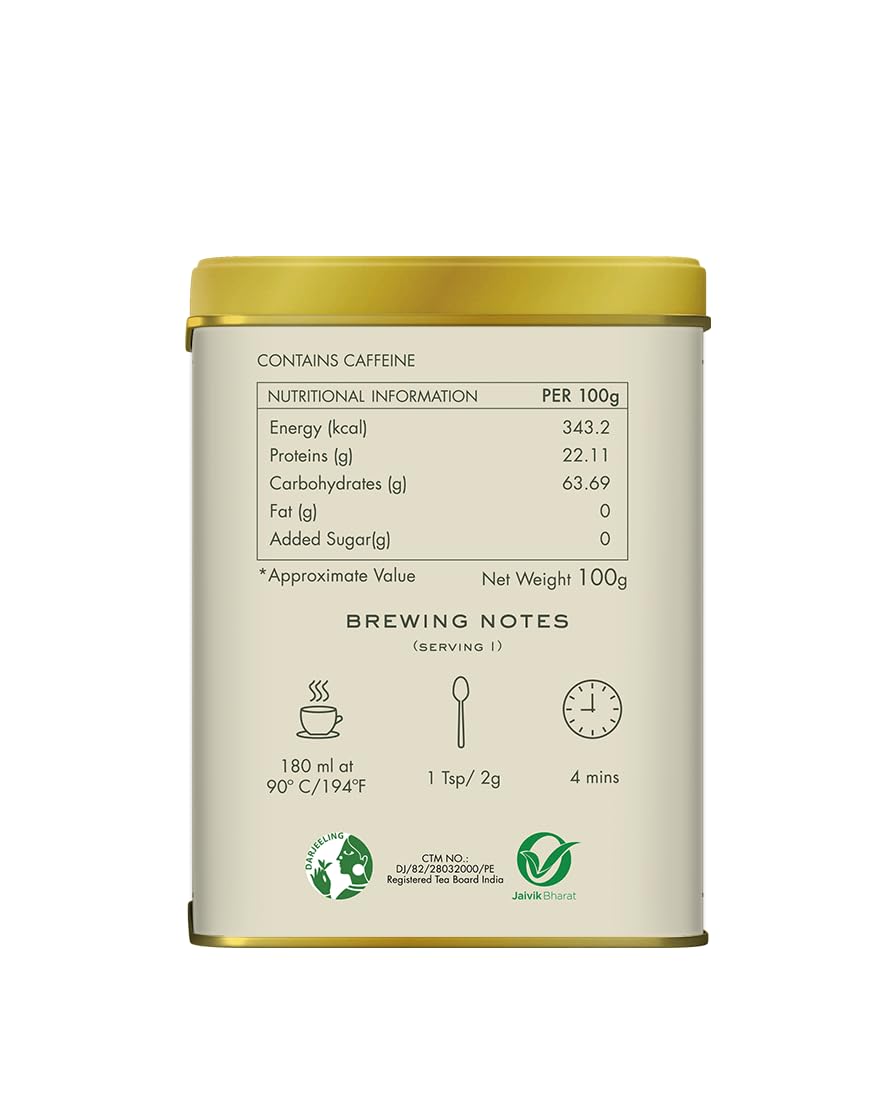 Makaibari Tea Treasures Silver Green Darjeeling Green Tea - 100gm Tin Caddy, 3.5 Ounce | USDA Certified Premium Loose Long Leaf Green Tea - Medium Caffeine Loose Leaves Makaibari Tea Treasures Silver Green Darjeeling Green Tea - 100gm Tin Caddy, 3.5 Ounce | USDA Certified Premium Loose Long Leaf Green Tea - Medium Caffeine Loose Leaves