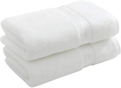 Tiqh 100% Egyptian Cotton Bath Towels 1200 Gsm | Heavy Weight & Absorbent-Top Luxury Bath Towels (White)- 2 Piece