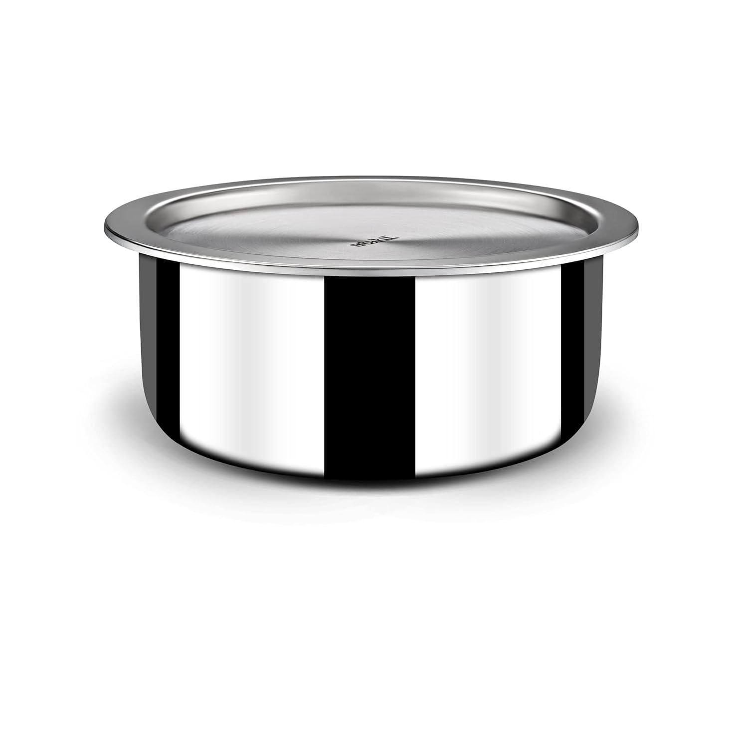 Triply Silver Stainless Steel Tope With Lid - 1.4 Liters, 16 Cm | Induction Base Triply Patila Triply Silver Stainless Steel Tope With Lid - 1.4 Liters, 16 Cm | Induction Base Triply Patila