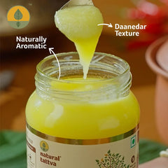 Organic A2 Cow Ghee By Organic Tattva | Rich In Nutrients & Healthy Desi Ghee Ideal For Cooking | (500ml) 16.9 Ounce | Jar Pack