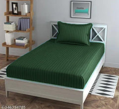 Bedsheet Single Bed With 1 Pillow Cover - 60 X 90 Inches, Dark Green | Ideal For Home, Hotel, Guest House | Soft, Elegant Microfiber For Ultimate Comfort