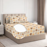 100% Cotton Double Bedsheets With 2 Pillow Covers - 72 X 78 +10 Inches, Beige & Brown | All Around Elastic 220 TC Super Soft Breathable & Wrinkle Free