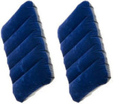 Air Pillow - Blue Soft Velvet Air Inflatable Neck Cushion For Travel, Car, Camping Pillow | Adjustable Foam Support, Portable Lightweight Comfort Rest, Tourist, Sleeping Support - Pack Of 2