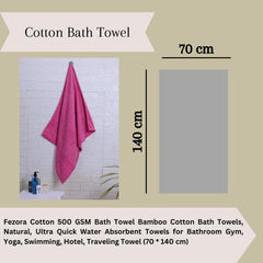 Fezora 100% Cotton Bath Towel 450 Gsm | Ultra Soft, Quick Dry, High Absorbency, Skin-Friendly Large Size Bath Towel (Dark Pink)