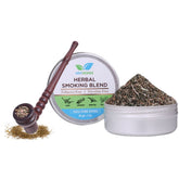 Natural & Ayurvedic Herbal Smoking Blend 1 Pack 1 Oz/ 30g Can With Wooden Brown Bowl Pipe | Helps To Quit Smoking - Tobacco-Free & Nicotine-Free Smoking Mixture