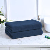 Black Gold The Finer Touch Premium Microfiber Bath Towel 800 Gsm | Ultra Soft & Absorbent Quick Dry Towel Lightweight Microfiber Bath Towel (Navy Blue) - Pack Of 2