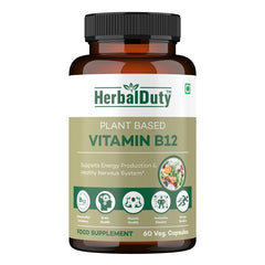 Herbalduty Plant Based Vitamin B12 Supplement | B1, B2, B3, B5, B6, B7, B9, Moringa| Boost Energy Level , Good For Digestion & Nerve Health | Glowing Skin For Men & Women , 60 Tablets 100gm 0.2lbs