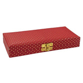 Decorative Shagun Cash Gift Box For Money Gaddi, Jewellery, Gifting Sagan Wedding Occasion, Dot Pattern, Leatherette Finish Rectangle Shape, Colour - Red