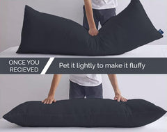 Soft Microfiber Hug Pillow For Sleeping, Full Body Cuddle Pillow, Dark Grey - 18 X 54 Inch | Long Pillow For Bed, Pregnancy Pillow For Sleeping, Large Pillow, Neck Support, Multipurpose Use