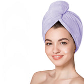 Fezora Hair Towel Wrap For Women-Quick Drying Microfiber Towel For Hair With Elastic Loop For Tying-Super Absorbent Head Towels Wrap For Ladies Hair Turban (Purple)