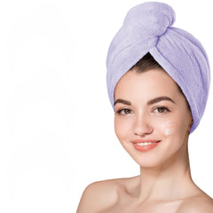 Fezora Hair Towel Wrap For Women-Quick Drying Microfiber Towel For Hair With Elastic Loop For Tying-Super Absorbent Head Towels Wrap For Ladies Hair Turban (Purple)