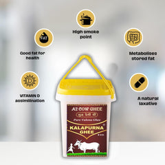 Pure A2 Desi Cow Ghee By Kalapurna Ghee | Delicious & Nutritious Healthy Desi Cow Ghee For Strong Bones | (5 Litr) 169.0 Ounce | Bucket