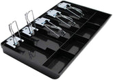 Abs Plastic Cash Drawer Organizer Tray, Cashier Drawer Box With Coin Slot, Bill Counter Cash Box With 5 Bills 4 Coins For Petty Cash Money Storage Box, Special Feature - Locking