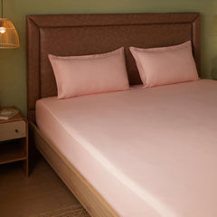 Queen Size Bedsheet For Double Bed With 2 Pillow Cover - 60 X 78 Inches, Rose Blush | 100% Cotton, Soft & Breathable - Bedsheet Collection