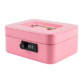 Medium Metal Cash Box With Combination Lock Safe & Money Tray For Security 7.87"X 6.30"X 3.54" Colour - Pink