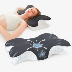 Orthopedic Cervical Pillow For Neck & Shoulder Pain Relief, White & Black | Ergonomic Memory Foam Pillows For Sleeping | Ideal For Spinal Alignment Spondylitis & Contour Pillow - Design 7