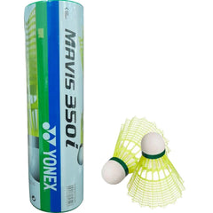 Yonex Mavis 350i Green Cap Nylon Badminton Shuttlecock | Yellow , Pack Of 6