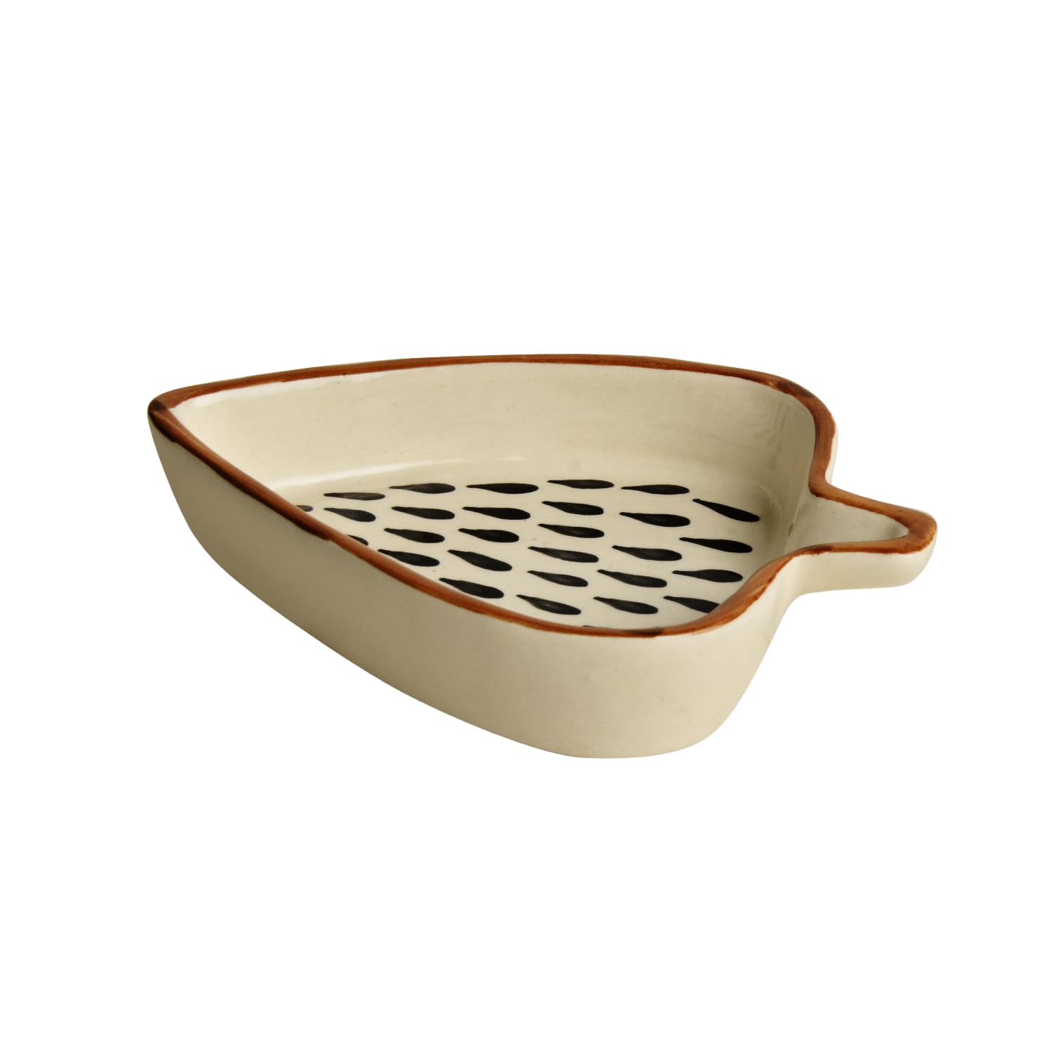 Leaf Shaped Hand Painted Ceramic Glossy Tray Set Of 3 - White, Black Rain Drops | For Serving Cookies, Dry Fruits, Sweets & Snacks, Length – 16 Cm, 15 Cm & 12 Cm | Small Platter Set Leaf Shaped Hand Painted Ceramic Glossy Tray Set Of 3 - White, Black Rain Drops | For Serving Cookies, Dry Fruits, Sweets & Snacks, Length – 16 Cm, 15 Cm & 12 Cm | Small Platter Set