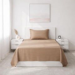 Soft Cotton Single Bedsheet With 1 Piece Pillow Cover - 60 X 90 Inches, Taupe | Lightweight, Breathable & Easy To Maintain Bedsheet