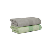Mulberry Living Bamboo Bliss Bath Towel 1200 Gsm | Ultra-Soft, Eco-Friendly, Quick Dry & Highly Absorbent Bath Towel (Silver Grey & Neon Green) - 2 Pcs