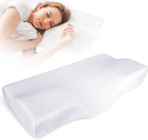 Memory Foam Pillow For Sleeping, Contour Cervical Orthopedic Pillow - White | For Neck & Shoulder Pain Relief For Sleeping, Ergonomic Cervical Pillow, Neck Support, Adjustable Pillow